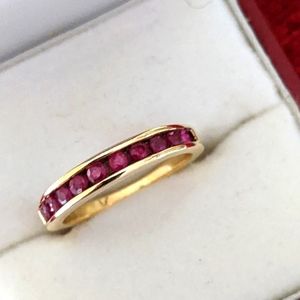 14K SOLID 💛 GOLD & NATURAL RUBY HALF ETERNITY RiNG